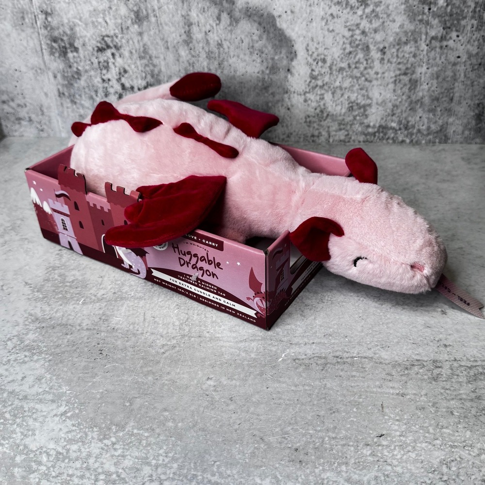 Tiny Love + Carry Huggable Dragon Weighted Plush Pink Red Sensory Toy Threshing